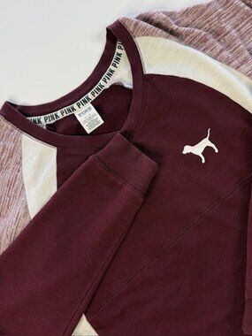 PINK Victoria's Secret 86 Maroon Graphic Pullover Large Sweatshirt Women
